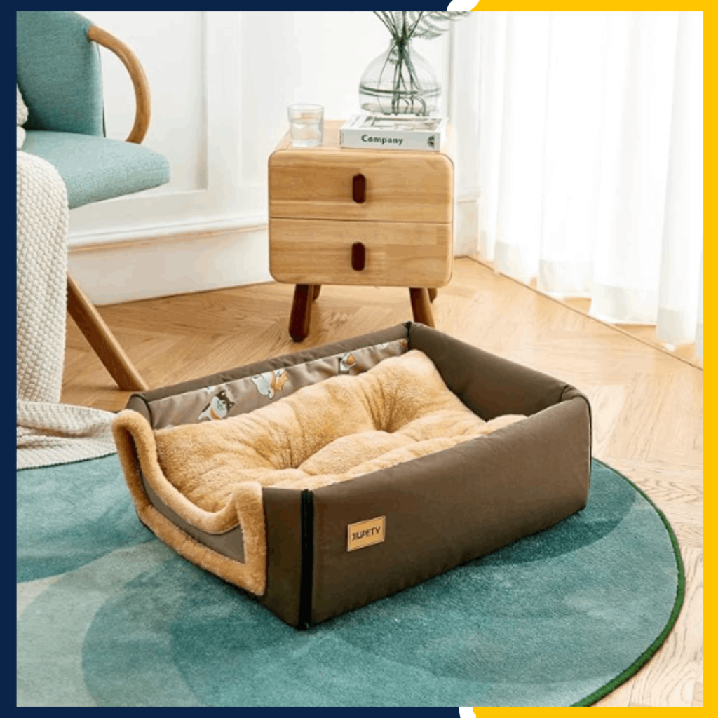 A dog house bed