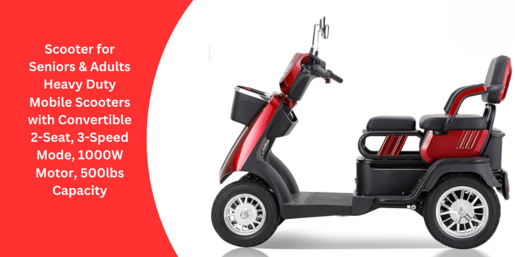 Scooter for Seniors & Adults Heavy Duty Mobile Scooters with Convertible 2-Seat, 3-Speed Mode